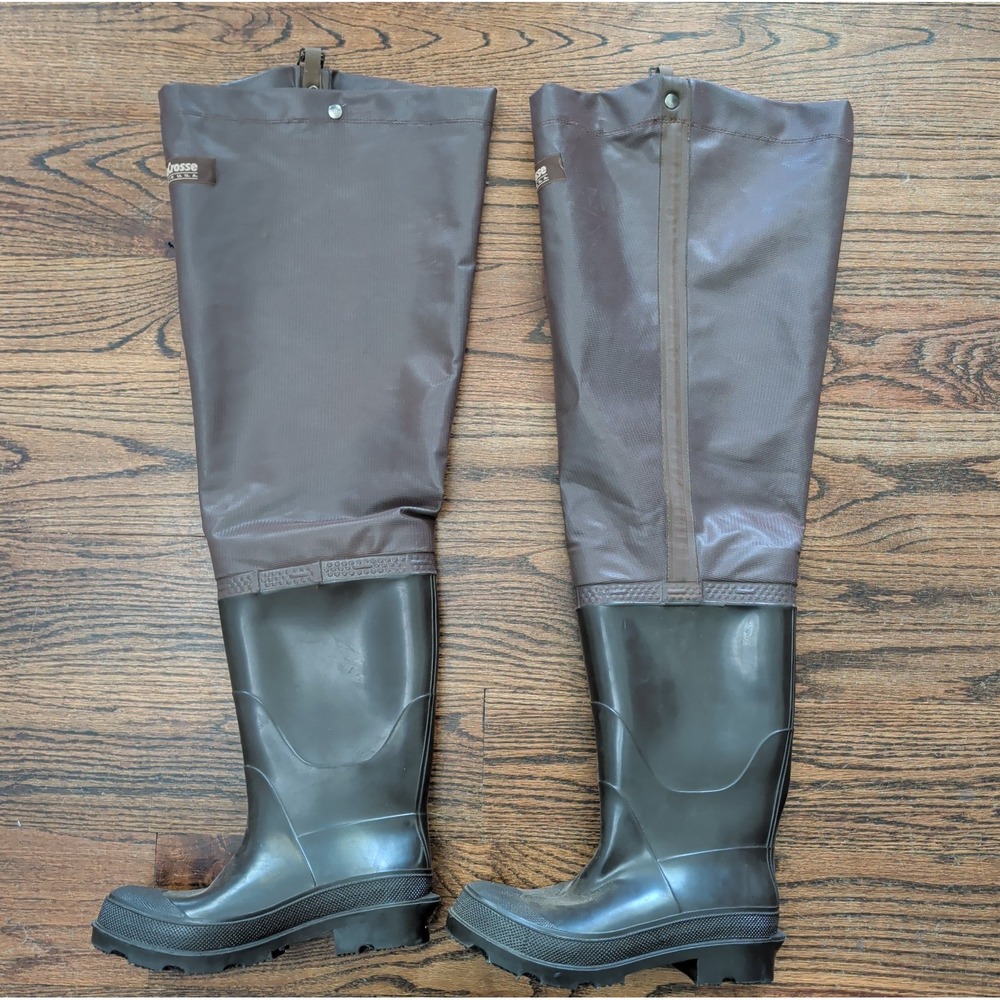 Vtg LaCrosse Hip Waders Mens 7 Women 9 Brown Rubber Waterproof Fishing USA Made